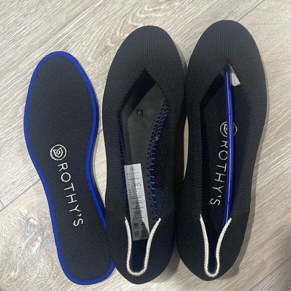 Rothys round toe size 5 black retired white halo woman’s flat shoes - Picture 8 of 12